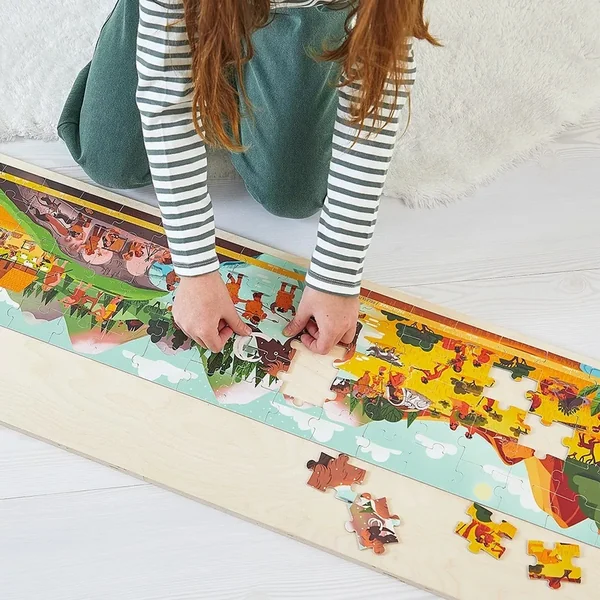 Janod Puzzle panoramique dans une valise Périodes préhistoriques 100 pcs