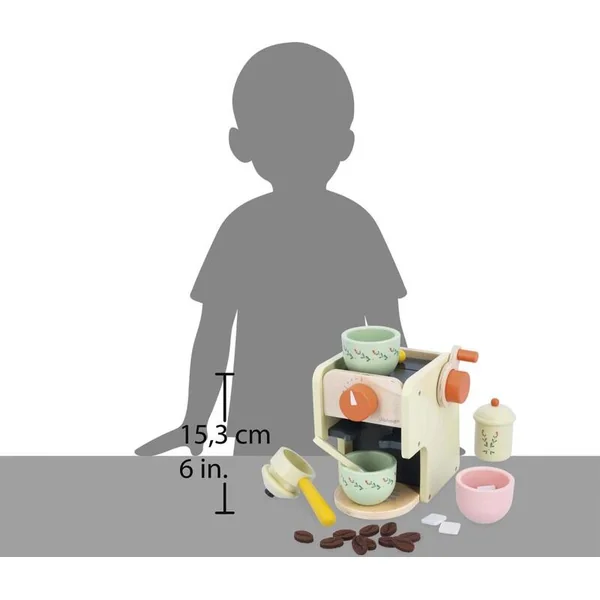 Janod Shiny Grandma Machine à café en bois avec accessoires 16 pcs