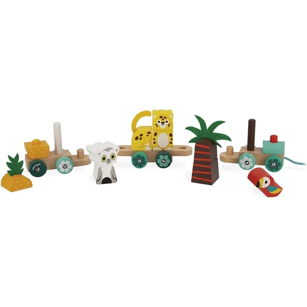 Janod Train en bois pour enfants Tropik