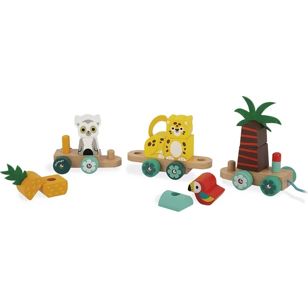Janod Train en bois pour enfants Tropik