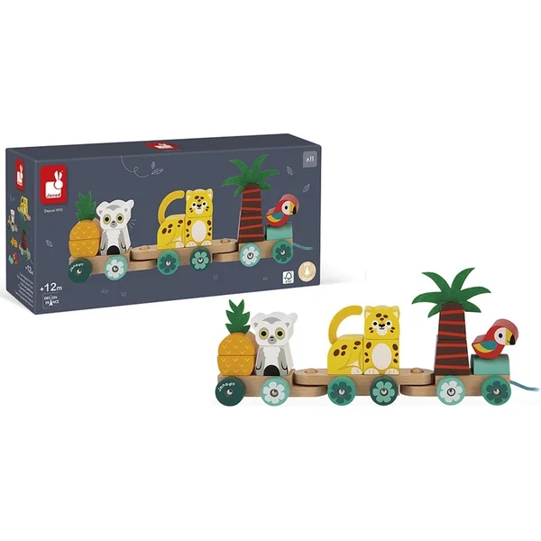 Janod Train en bois pour enfants Tropik