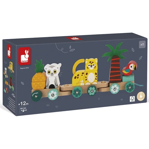 Janod Train en bois pour enfants Tropik