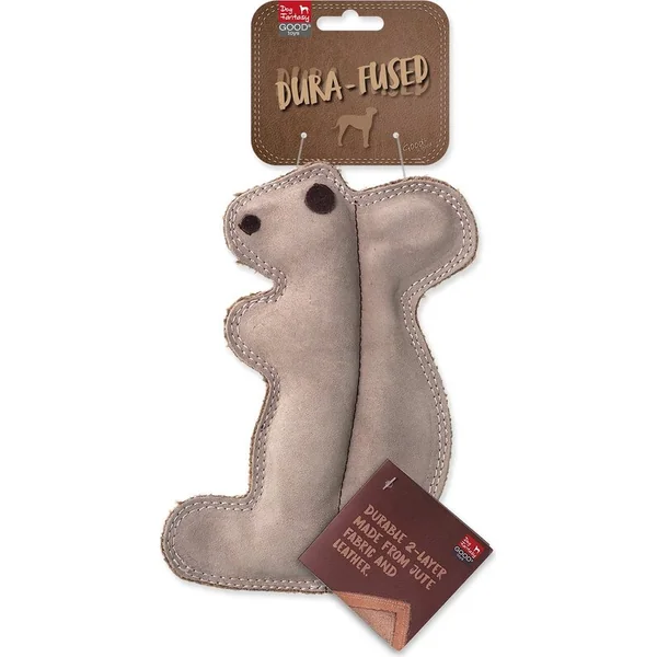 Jouet Dog Fantasy Dura-fused écureuil couineur, cuir et jute 20cm