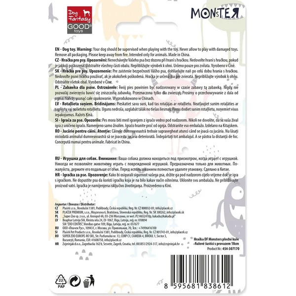 Jouet Dog Fantasy Monsters poulet bruissant avec corde violet 18cm