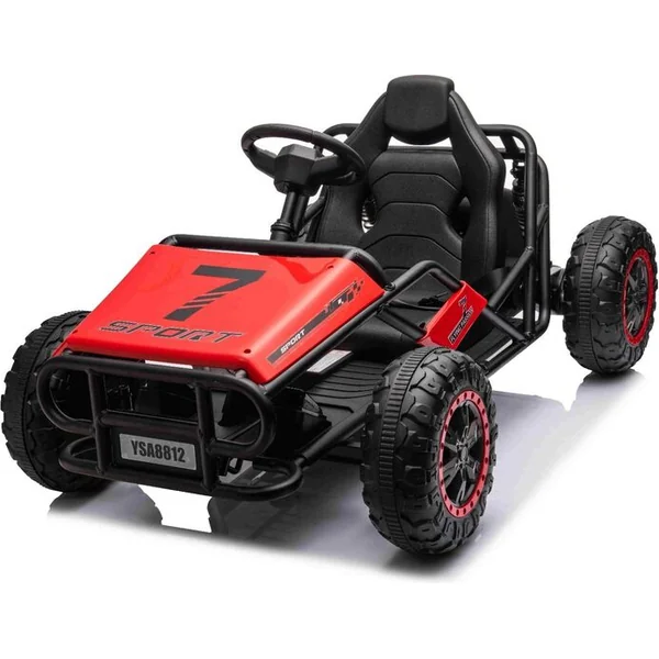 Kart électrique SPORT-KART 24V, rouge, roues EVA, siège en similicuir, moteur 2 x 50W,