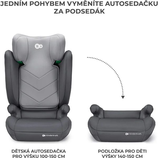 KINDERKRAFT Siège auto i-Spark i-Size 100-150 cm Gris