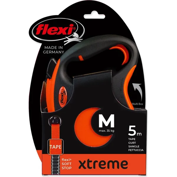 Laisse FLEXI Xtreme ruban M orange 5m