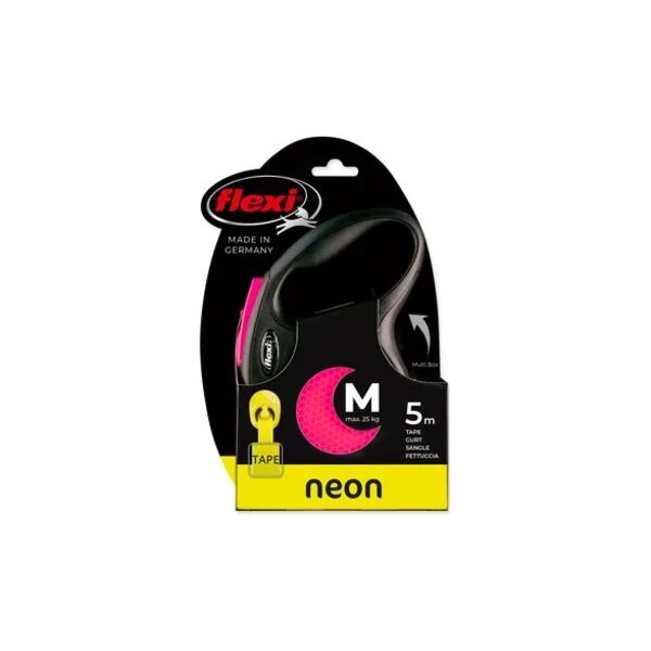 Laisse rétractable pour chiens Flexi New Neon Tape M 5 m rose