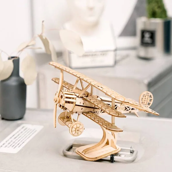 Le Biplan - Puzzle 3D Mécanique en bois Rolife