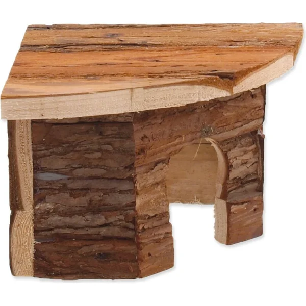 Maisonette Small Animals d'angle en bois avec écorce 16x16x11cm