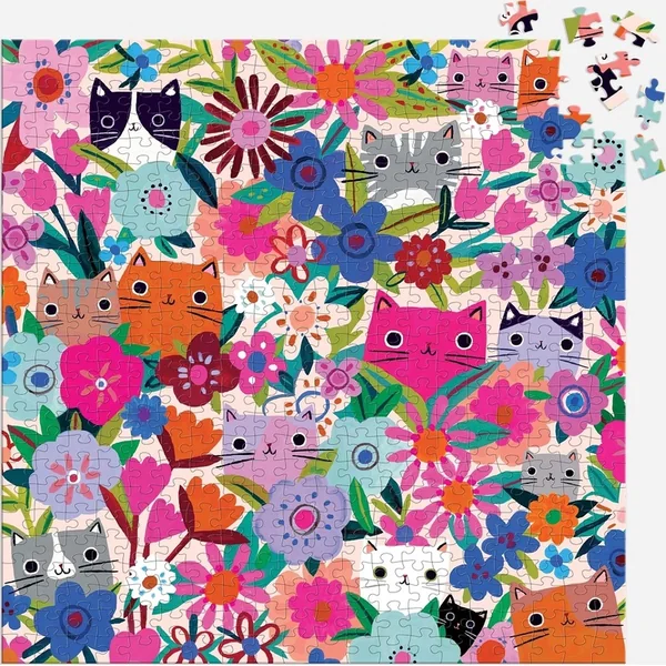 Mudpuppy Puzzle Chats dans les fleurs 500 pièces