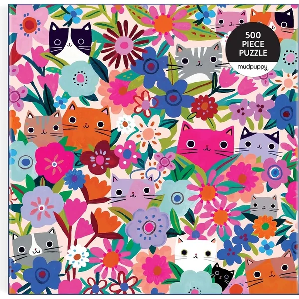 Mudpuppy Puzzle Chats dans les fleurs 500 pièces