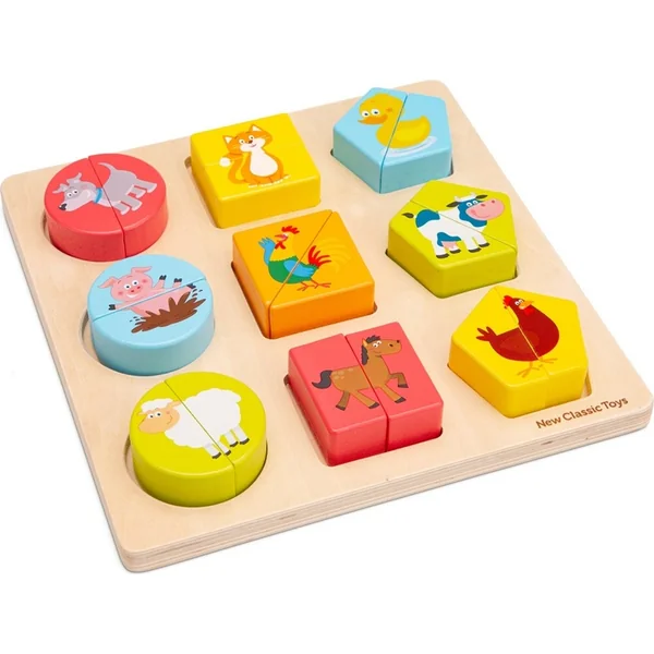 New Classic Toys Puzzle en bois à encastrer - formes et animaux