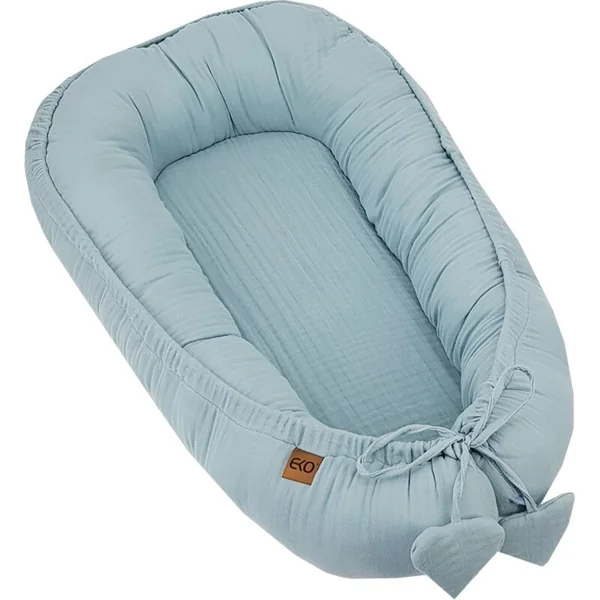 Nid d'ange écologique pour bébé en mousseline Bleu 90x60 cm