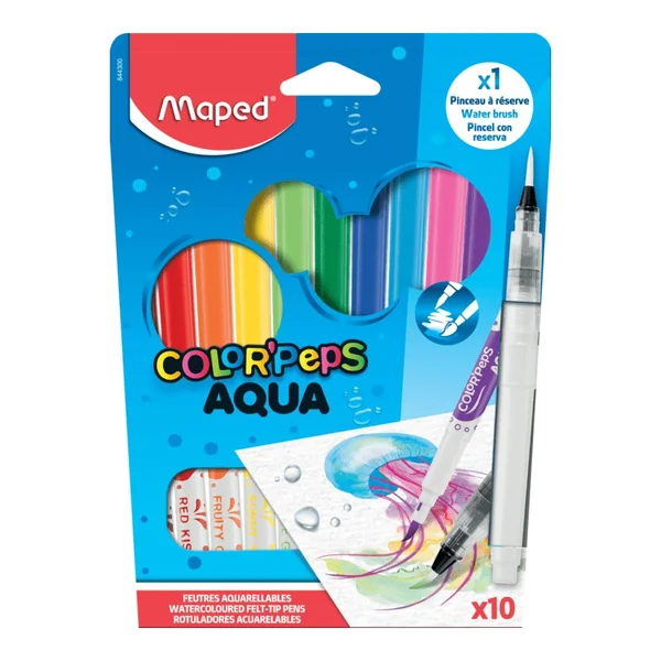 Pack 10 feutres aquarellable Color'Peps Aqua - Maped