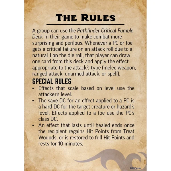 Pathfinder Second Edition - Critical Fumble Deck