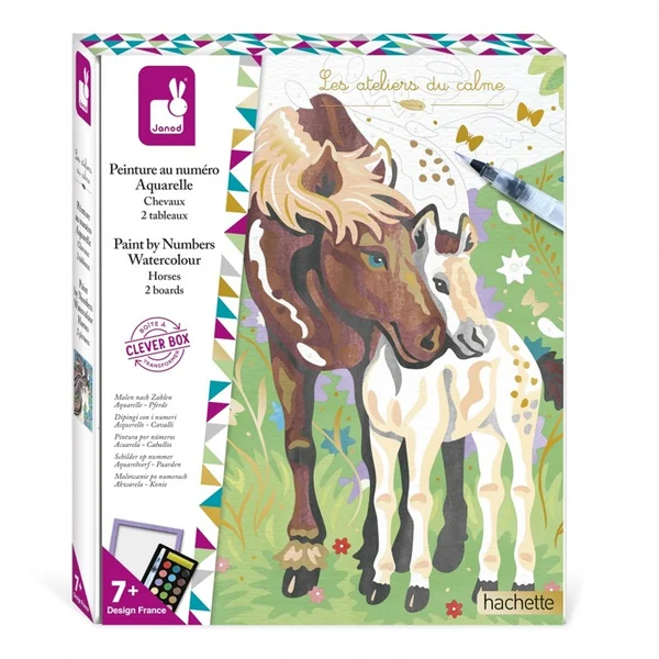 Peinture au numéro aquarelle Chevaux : Les ateliers du calme - Janod