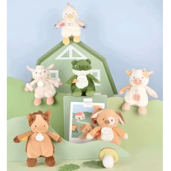 Peluche Cheval 17 cm DOUDOU de la ferme avec boite sonore - Doudou et compagnie