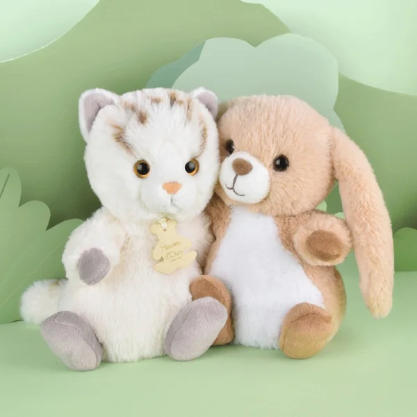 Peluche Lapin beige 20 cm : Les Doux Stretch - Histoire d'Ours