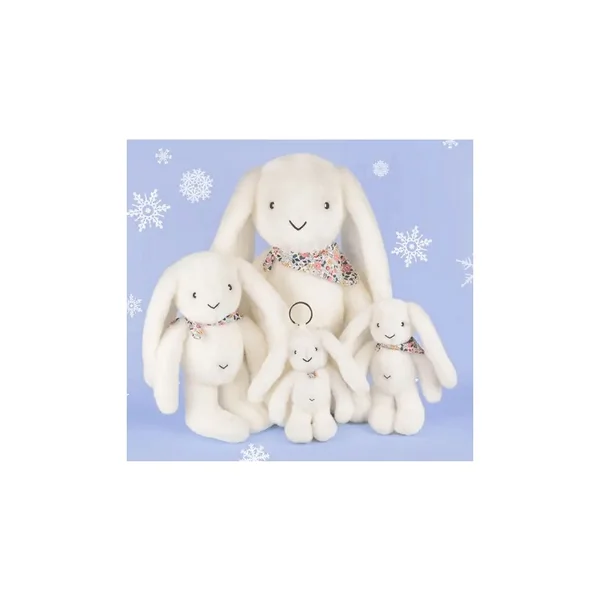 Peluche Lapin XXL Blanc 50 cm : Lapin Fleurette - Doudou et compagnie