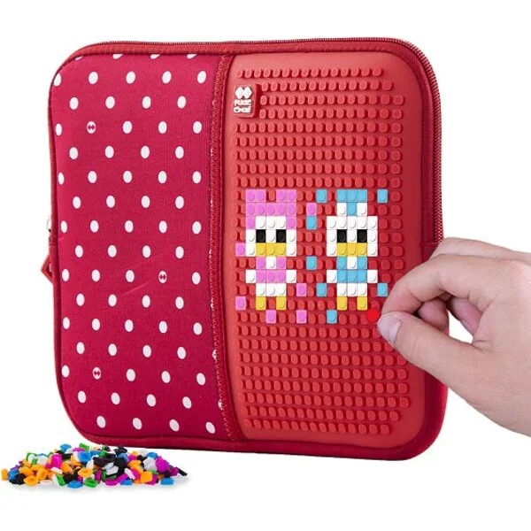 PIXIE CREW Pochette créative XL pour petits objets en tissu rouge à pois blancs