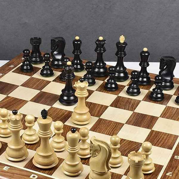 Pièces échecs Russians "zagreb" buis/ébonisé n°3 - Cases 40mm