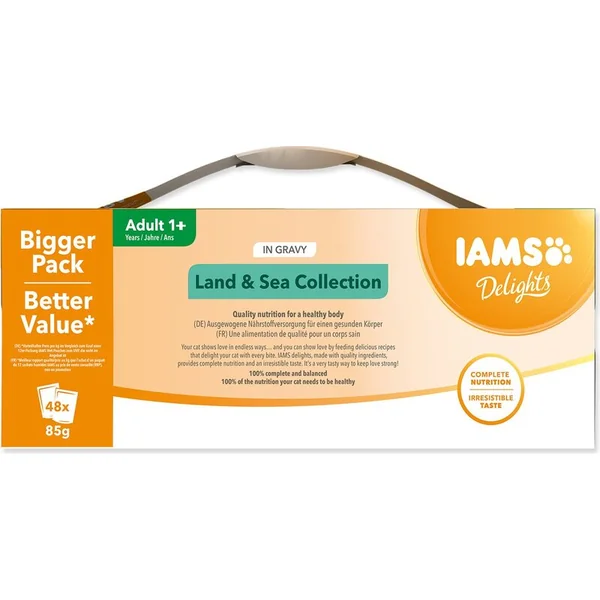 Pochettes IAMS viande marine et terrestre en sauce multipack 4080g (48x85gr)