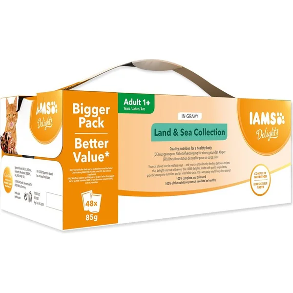 Pochettes IAMS viande marine et terrestre en sauce multipack 4080g (48x85gr)