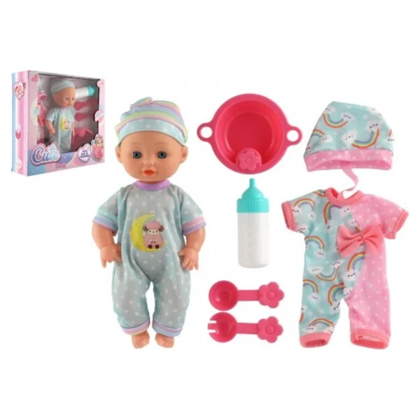 Poupée bébé 25cm corps solide, avec accessoires
