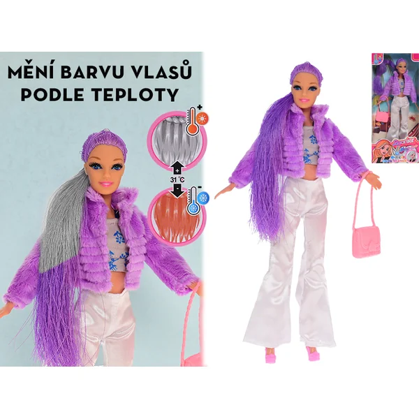 Poupée de mode 29cm avec cheveux changeant de couleur et accessoires