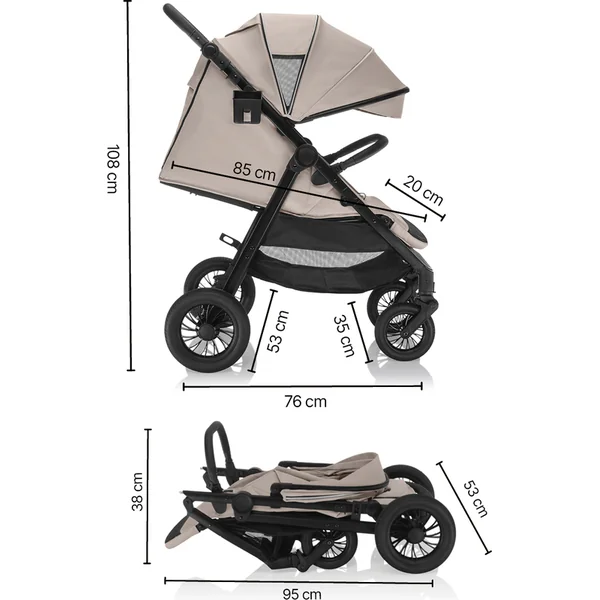 Poussette de sport Moya, Ivoire Beige
