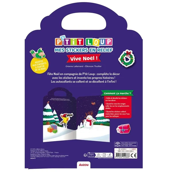 P'tit loup : Mes stickers en relief : Vive noël - Auzou
