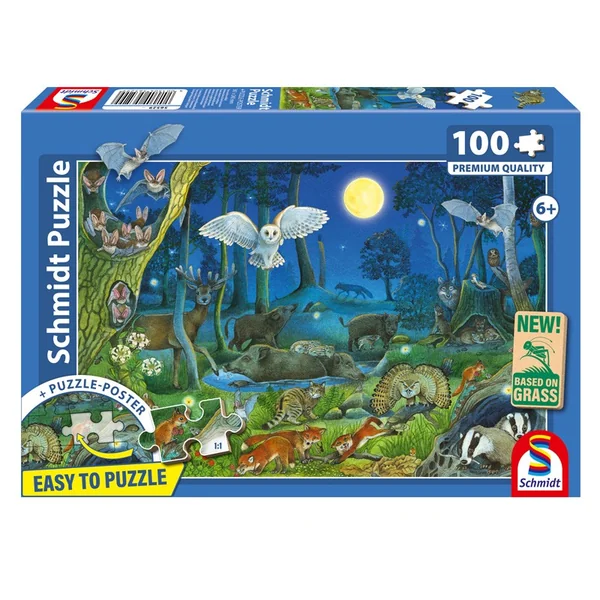 Puzzle 100 pcs Animaux de la forêt la nuit - Schmidt