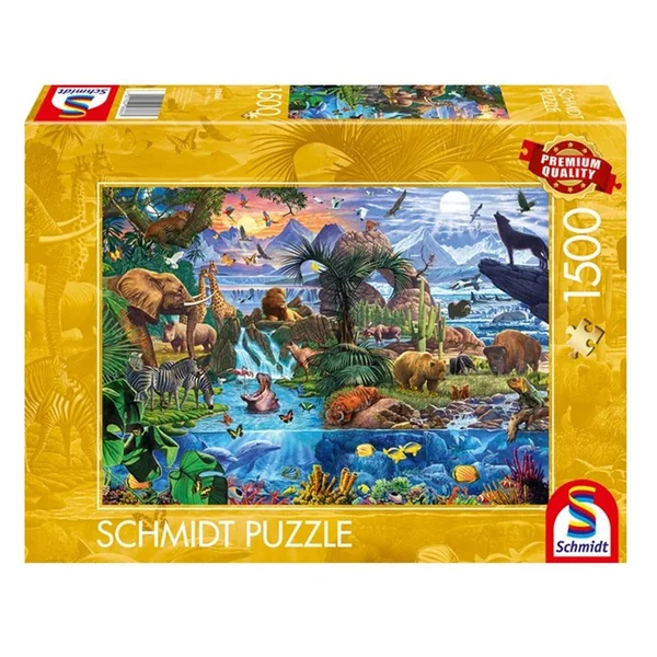 Puzzle 1500 pcs Panorama Animalier - Schmidt
