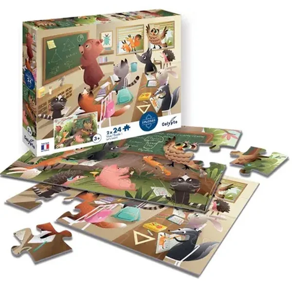 Puzzle 2x24 pcs Vive l'Ecole - Calypto