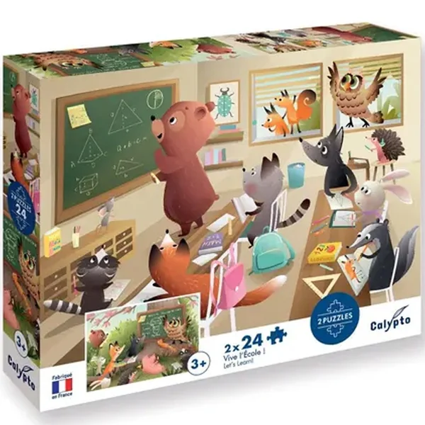 Puzzle 2x24 pcs Vive l'Ecole - Calypto