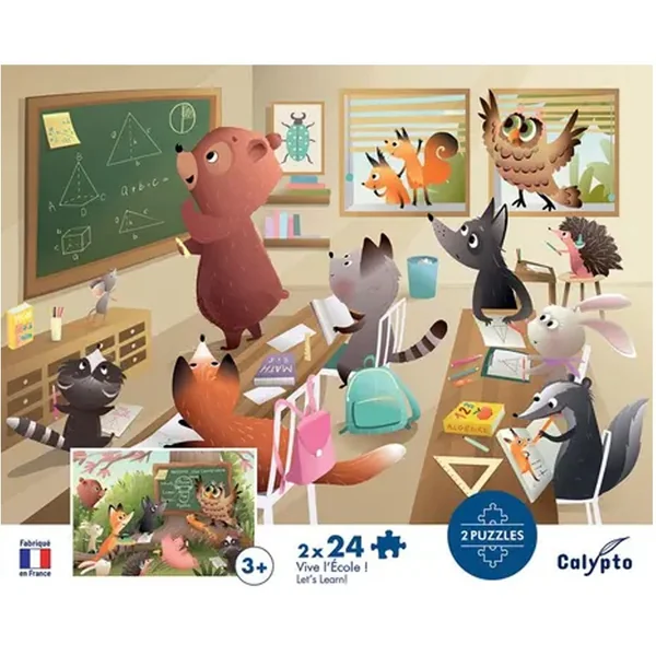 Puzzle 2x24 pcs Vive l'Ecole - Calypto