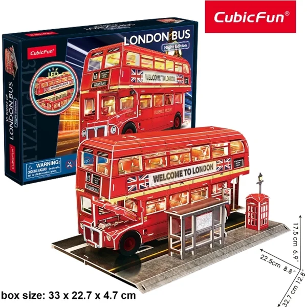 Puzzle 3D avec LED Édition Nuit : Bus londonien 161 pièces