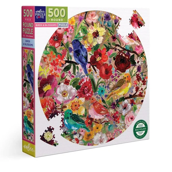 Puzzle 500 pcs rond Birds & Blossoms - Eeboo