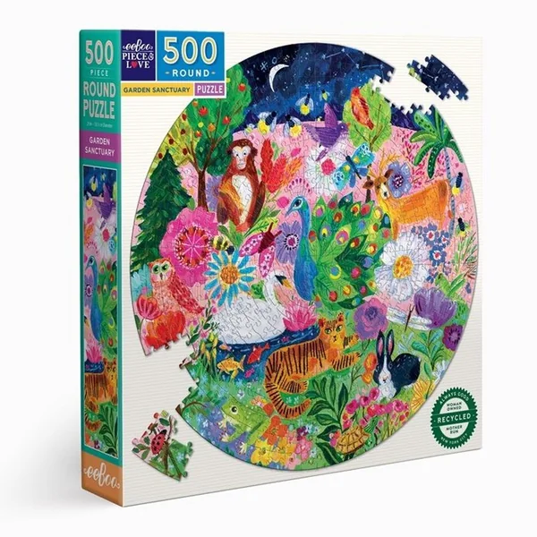 Puzzle 500 pcs rond Garden Sanctuary - Eeboo