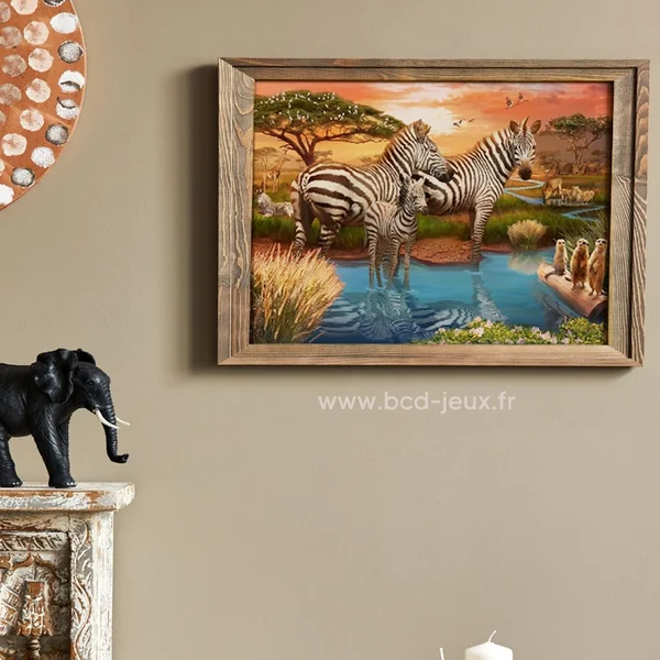 Puzzle 500 pièces - Zèbres au plan d'eau