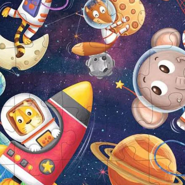 Puzzle cadre 40 pièces - Les animaux dans l'espace