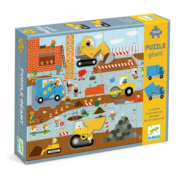 Puzzle Géant Le chantier 12 pcs + 5 pcs - Djeco