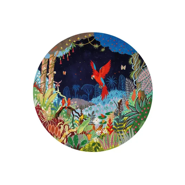 Puzzle Rond Ara Nocturne et ses Petits - 500 pièces