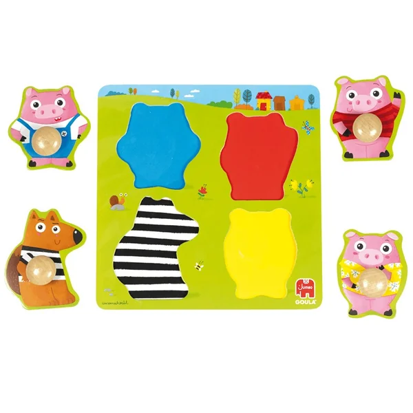 Puzzle à boutons 4 pcs 3 little pigs - Goula