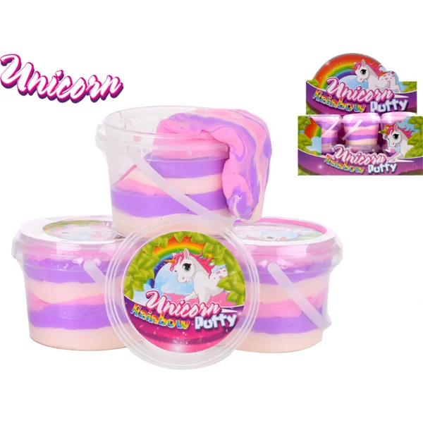 Pâte à modeler licorne rebondissante 110g licorne arc-en-ciel en pot
