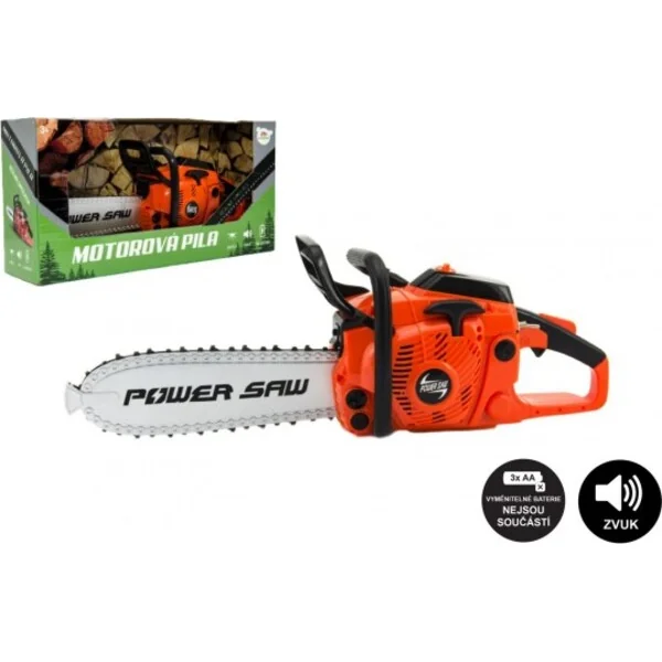 Scie à chaîne en plastique 40 cm à piles avec son dans une boîte