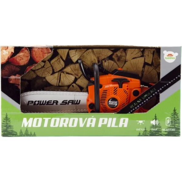 Scie à chaîne en plastique 40 cm à piles avec son dans une boîte