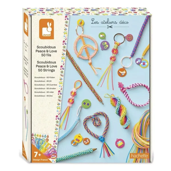 Scoubidous Peace and Love 50 fils Les Ateliers Déco - Janod