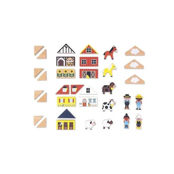 Set de 34 cubes en bois Campagne Cross Roads - Janod